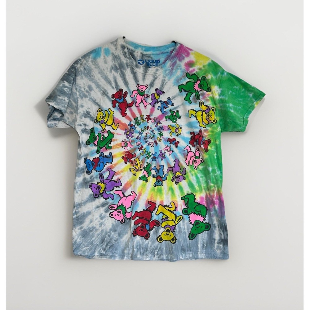 Liquid Blue - Grateful Dead - Spiral Bears Tie Dye T Shirt - Dated 1995 GDM - M